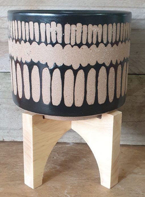 POT BAJA ON STAND NAT / BLK 13X18CM Garden Feast