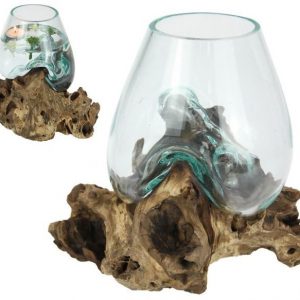 Glass Bowl on Drfitwood 22cm