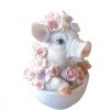 Floral Pig In Teacup 15cm