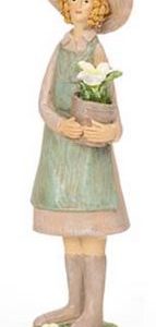 Lady Gardener With Pot Of Flowers