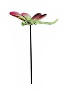 Dragonfly Stake Acrylic Crystal Green-Pink