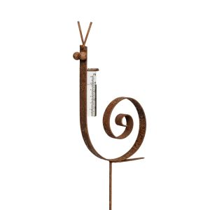 Snail Rain Gauge Rust With Stake