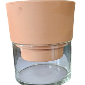 Pot Ausen Self Watering Terracotta & Glass 16x18cm