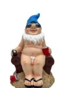 Naked Gnome On Couch Blue Hat 22cm