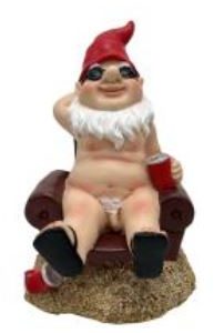 Naked Gnome on Couch Red Hat 22cm