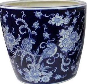 Ceramic Pot Royal blue floral A