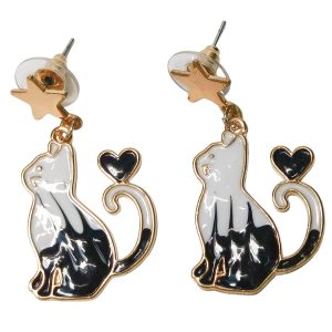 Cat Earrings Black & White