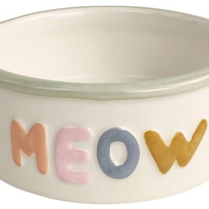 Perfect Pets Meow Cat Bowl White & Colourful 13cm