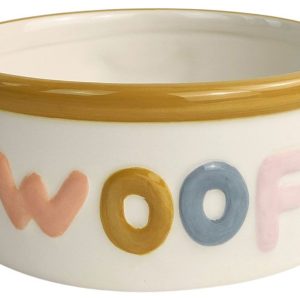 Perfect Pets Woof Dog Bowl White & Colourful 18cm