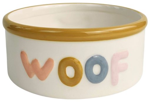 Perfect Pets Woof Dog Bowl White & Colourful 18cm