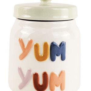 Yum Yum Treat Jar White & Colourful 14cm