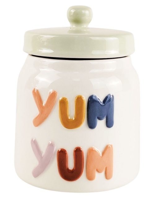 Yum Yum Treat Jar White & Colourful 14cm
