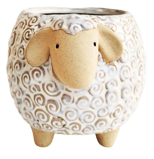 Sheep Planter White & Sand Sm 12cm