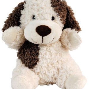 Curly Dog Soft Toy White & Brown 18cm
