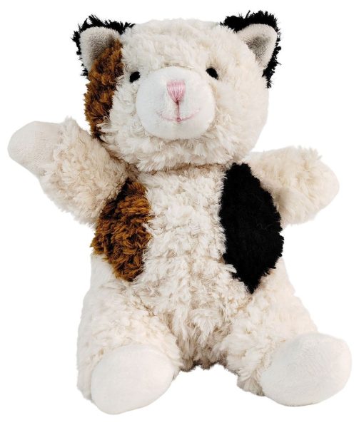Curly Cat Soft Toy White & Brown 18cm