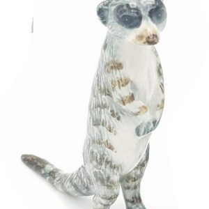 Mini Porcelain Meerkat Grey Standing