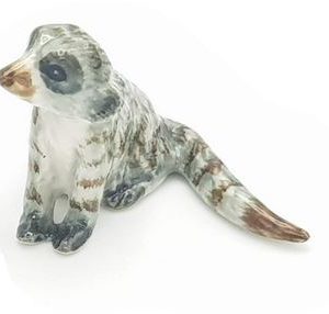 Mini Porcelain Meerkat Grey Sitting