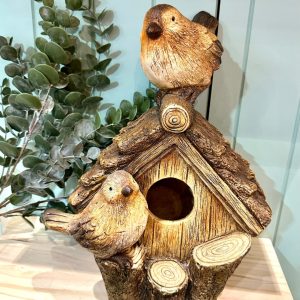 Polyresin Bird House With 2 Birds