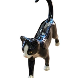 Mini Cat Walking Black & White Porcelain