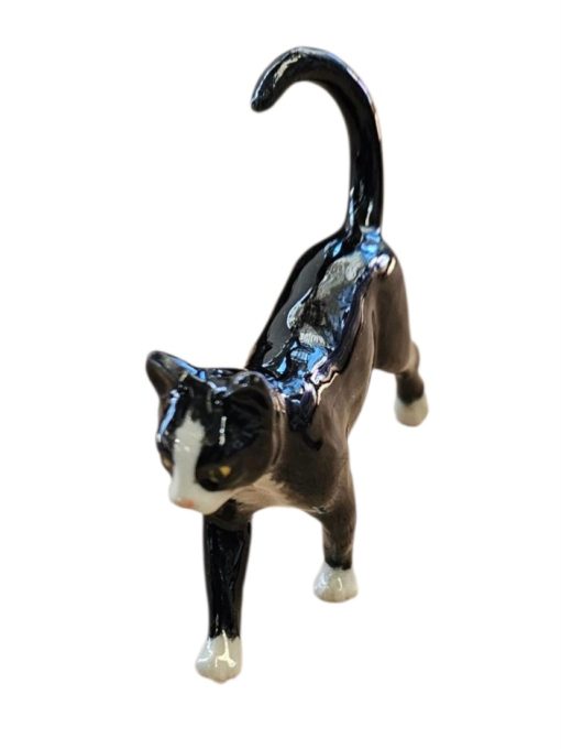 Mini Cat Walking Black & White Porcelain