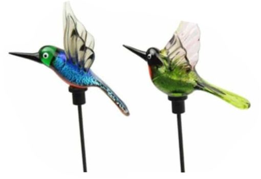 Hummigbird Glass Stake