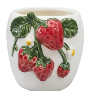 Pot Strawberry Planter White & Red 12cm