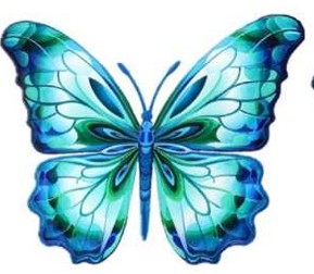 Wall Art Butterfly Emerald Bue Medium