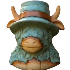 Planter Highland Cow Blue