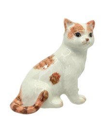 Mini Cat Brown & White Porcelain