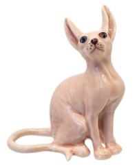 Cat Sphynx Pink Mini Porcelain
