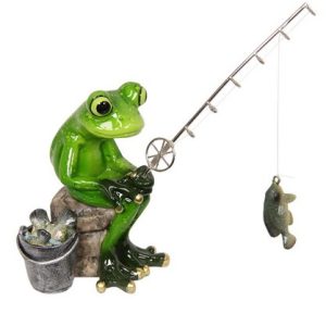 FROG FISHERMAN SITTING RELAXING 16CM